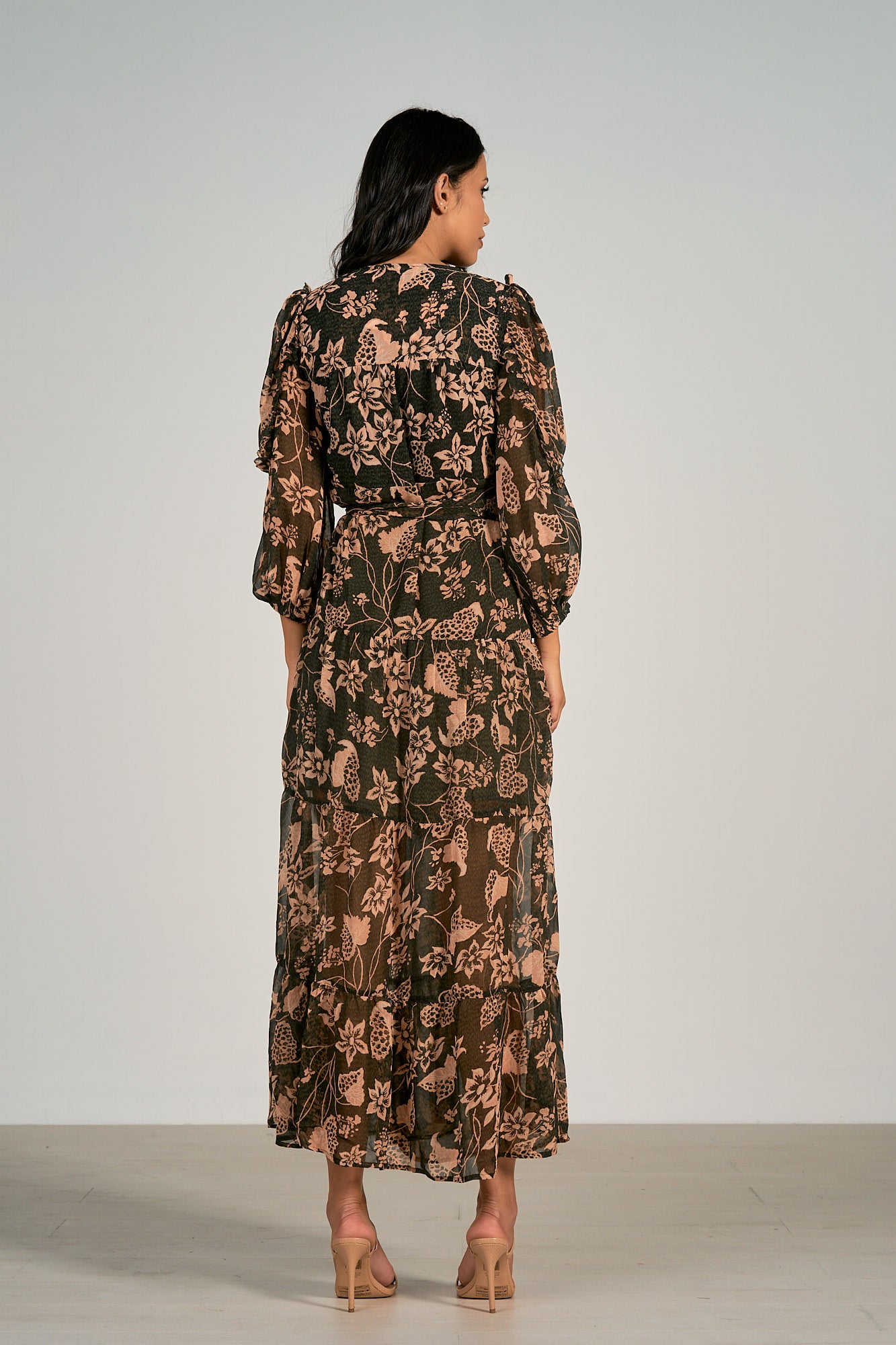Elan Black Pink Napa Print Maxi Dress