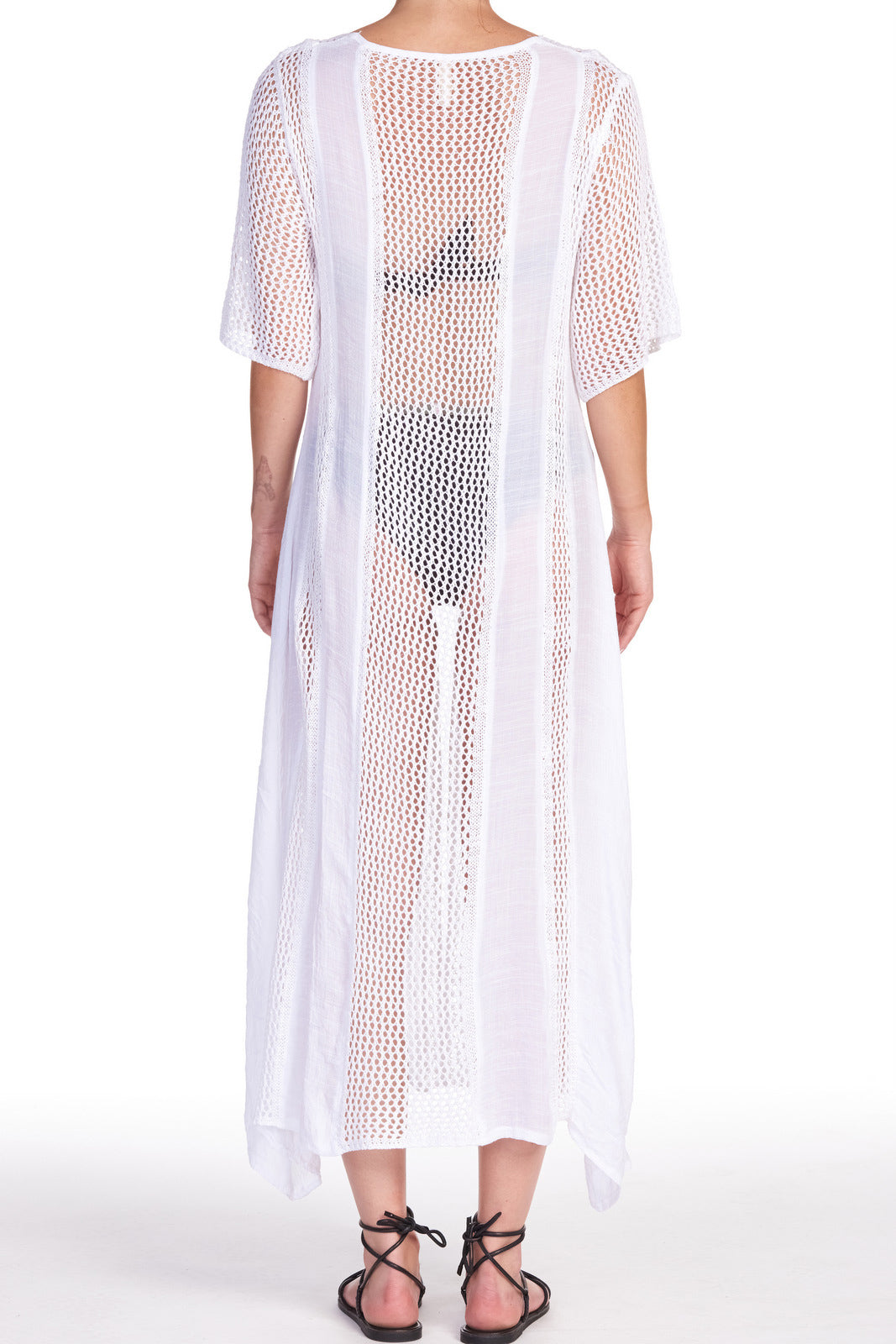 White Short Sleeve Kimono Duster/Cover Up