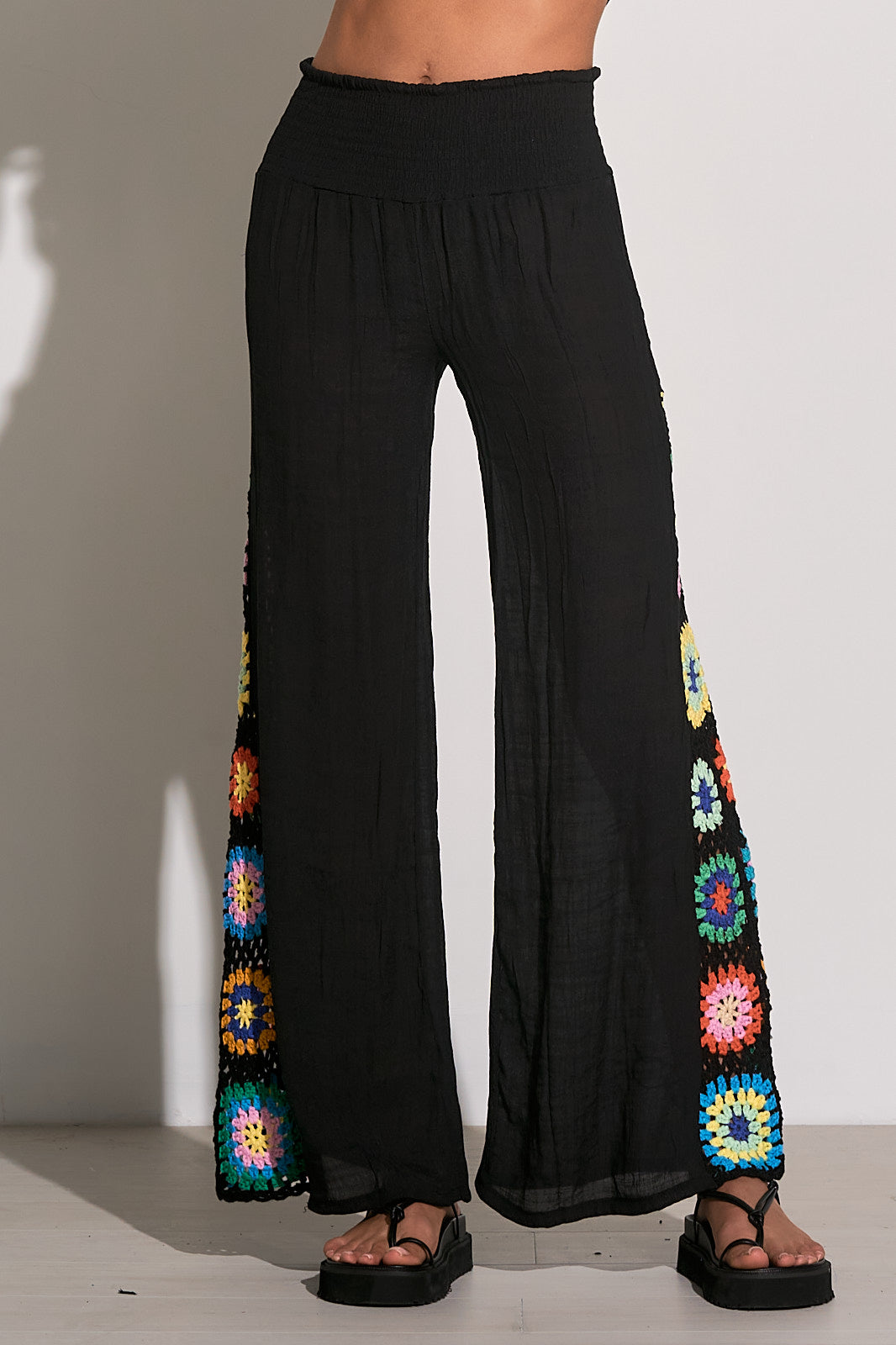 Elan Black Pants with Crocheted Insert