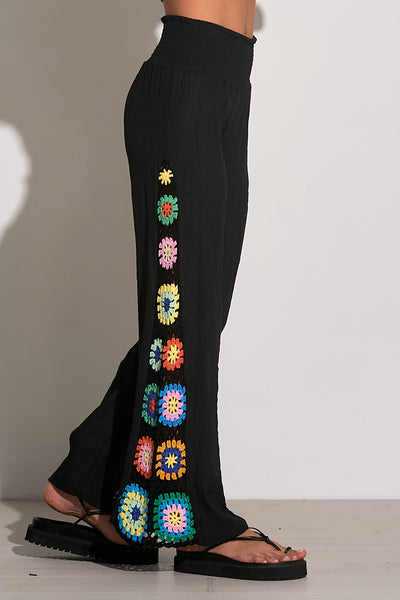 Elan Black Pants with Crocheted Insert