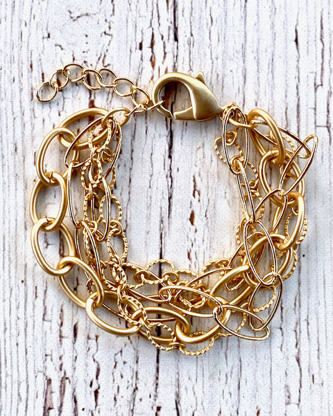 InspireDesigns Gold Champagne Toast Medley Chain Bracelet