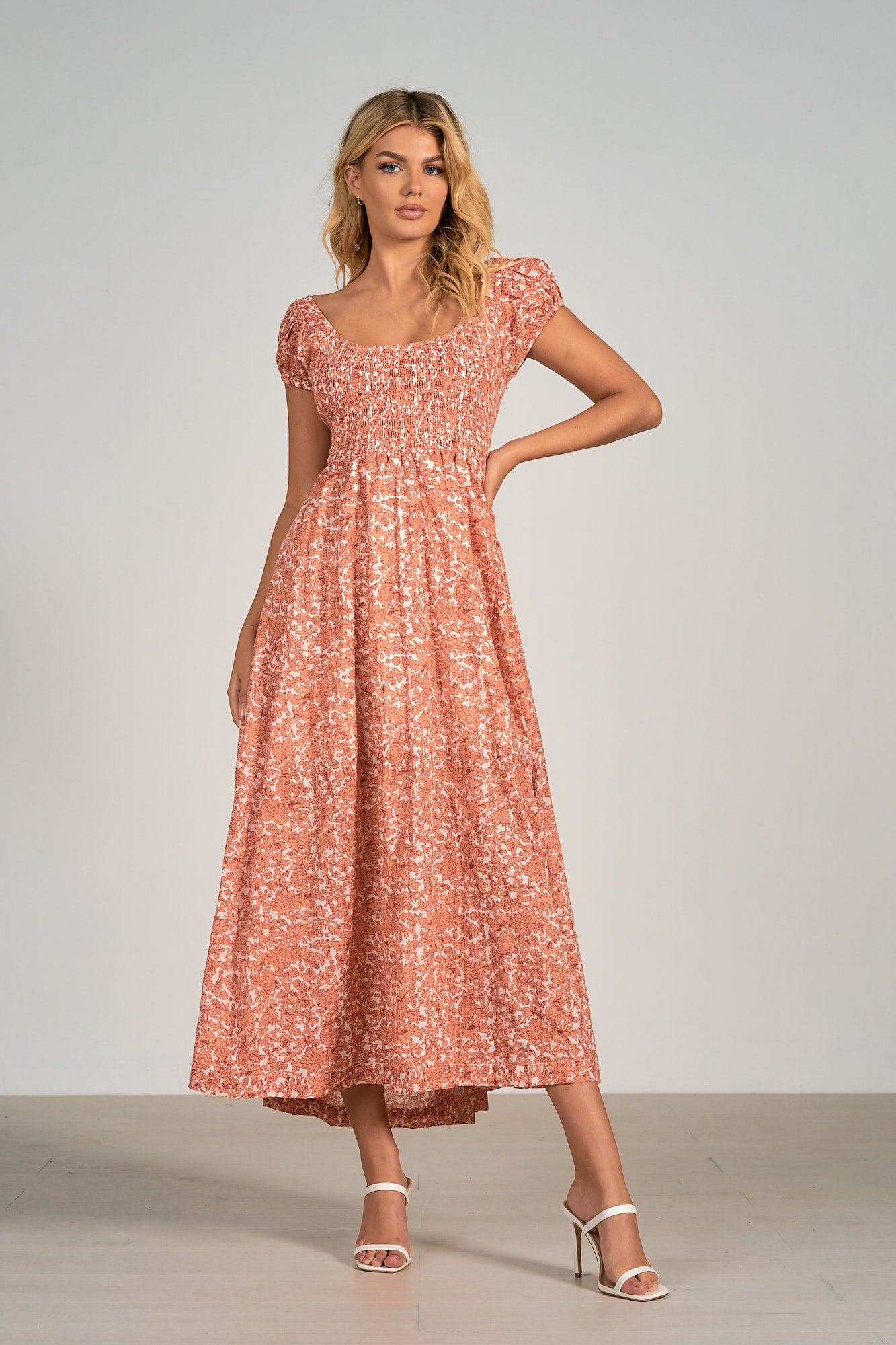elan maxi dress Printed Ring Halter - Blue Botanical and made for goldenhour getaways Elan Caribbean Crochet Maxi Dress