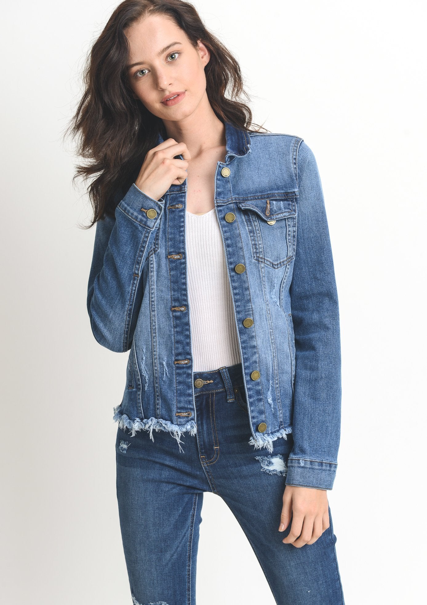 Fray hem hotsell denim jacket