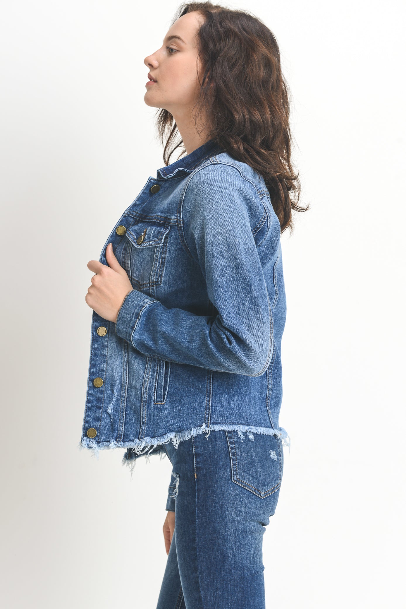 Jean jacket hotsell with frayed bottom