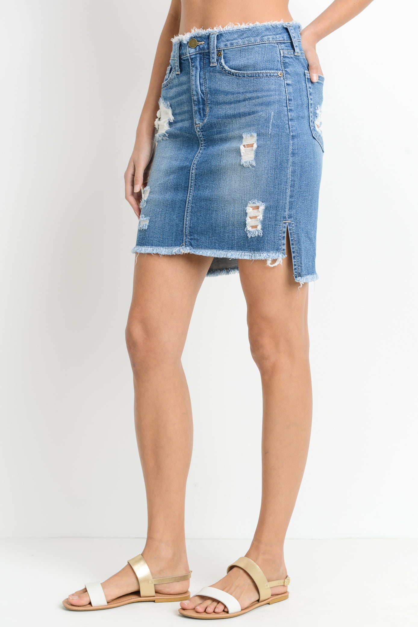 Distressed Denim Skirt for Core Wardrobe at the MARIA VINCENT Boutique ...
