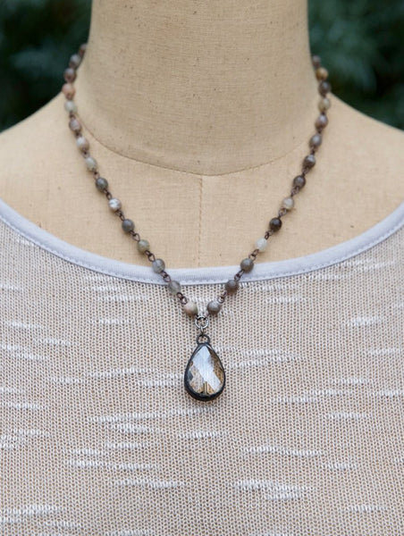 Medium Grey Bead Chain Necklace