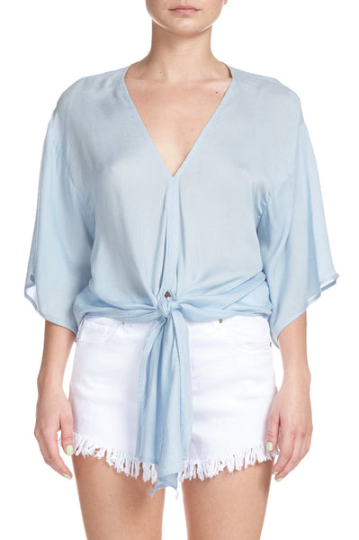 Top with 3/4 Sleeves and Tie Front