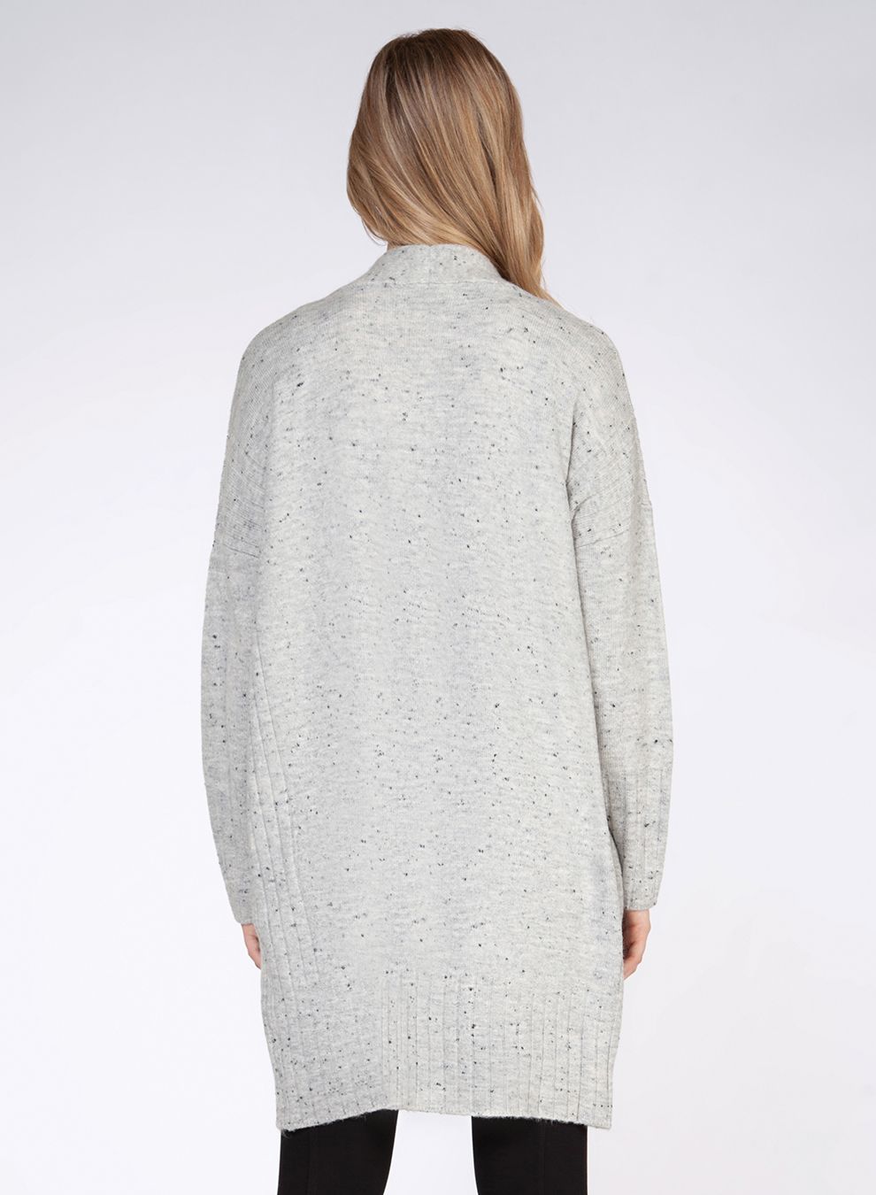 Speckled Grey Open Front Cardigan Sweater