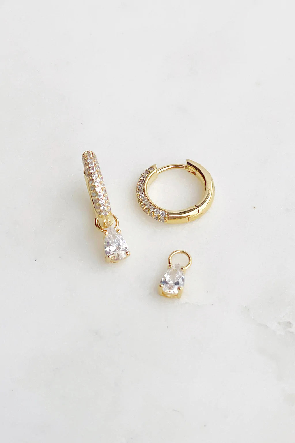 The Lucky Collective Gold Teardrop CZ Huggies