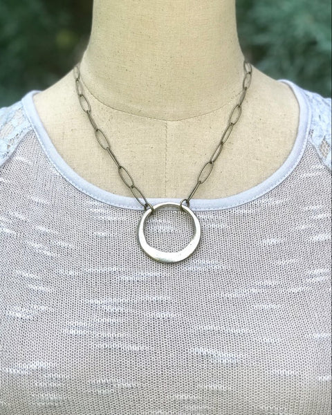 Large Link Chain Necklace with Circle