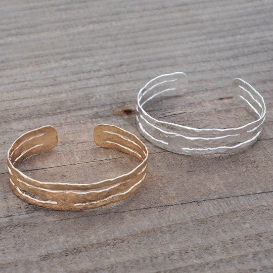 Gold Hammered Metal Cuff Bracelet
