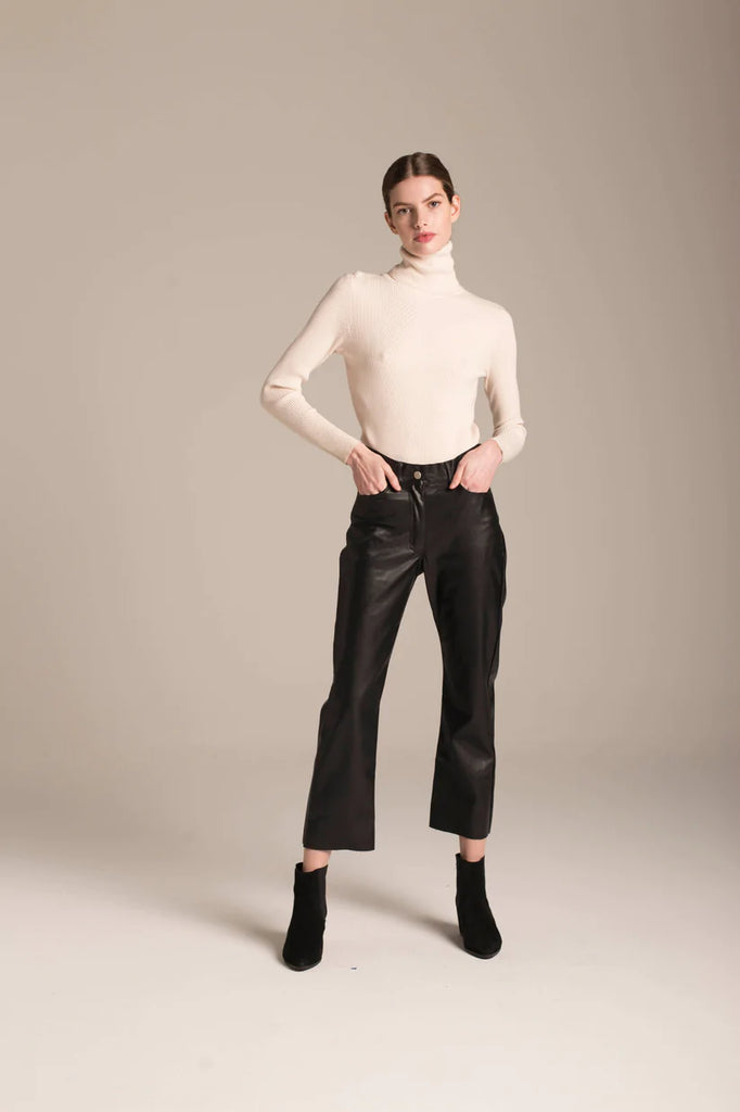 Deluc Harper Black Vegan Leather Ankle Pants