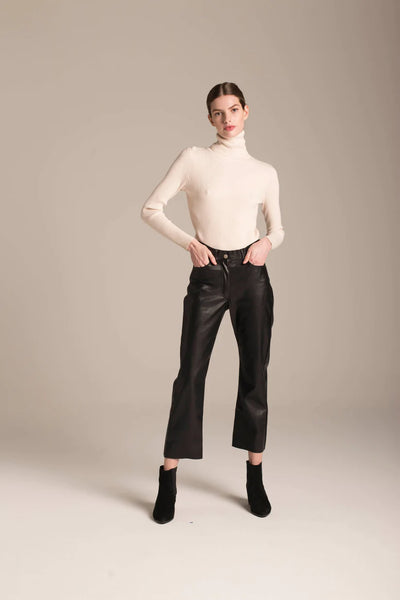 Deluc Harper Black Vegan Leather Ankle Pants