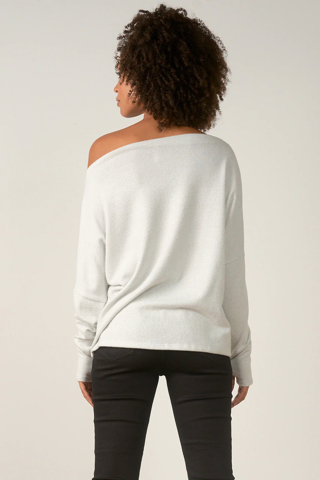 Elan Melinda Silver Off The Shoulder Top