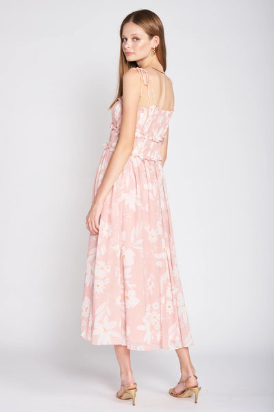 en saison Gabby Blush Pink White Floral Midi Dress