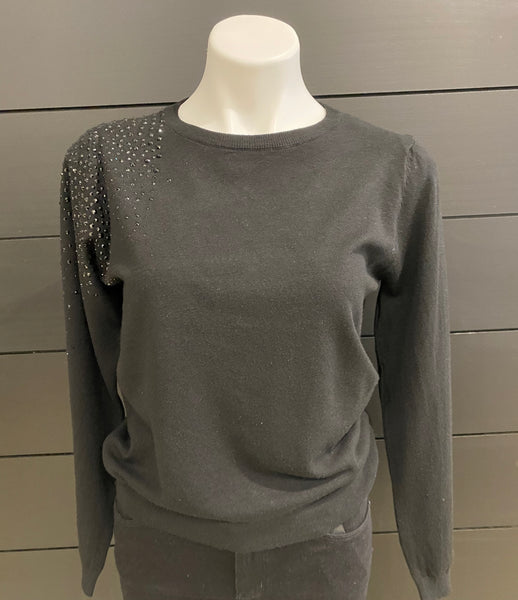 Black Long Sleeve Sweater with Black Studs