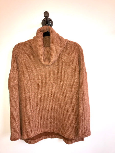 Rust Cowl Neck Thick Knit Top