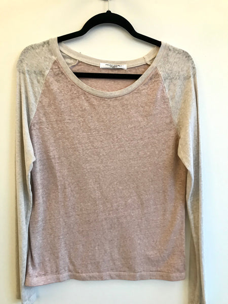 Oatmeal and Pink Raglan Top