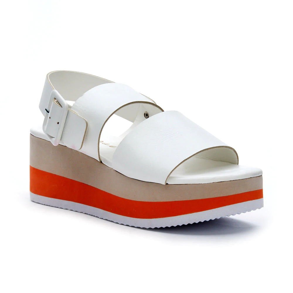 Matisse JAMS White Orange Wedge Sandal
