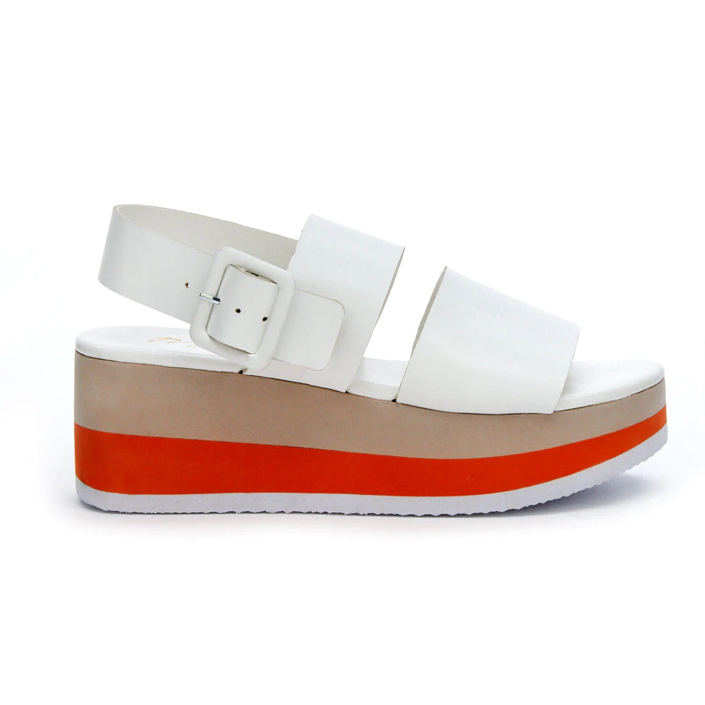 Matisse JAMS White Orange Wedge Sandal