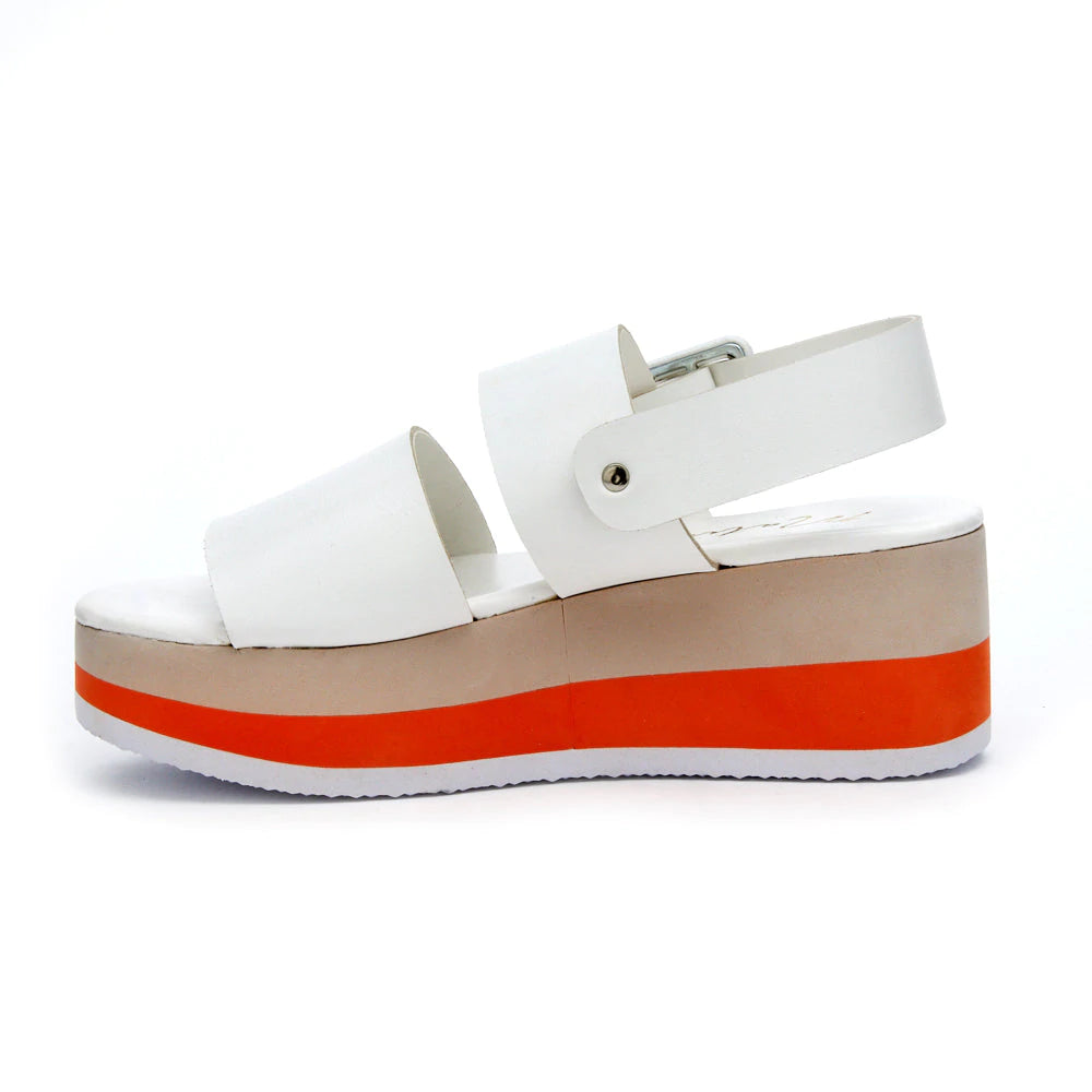 Matisse JAMS White Orange Wedge Sandal