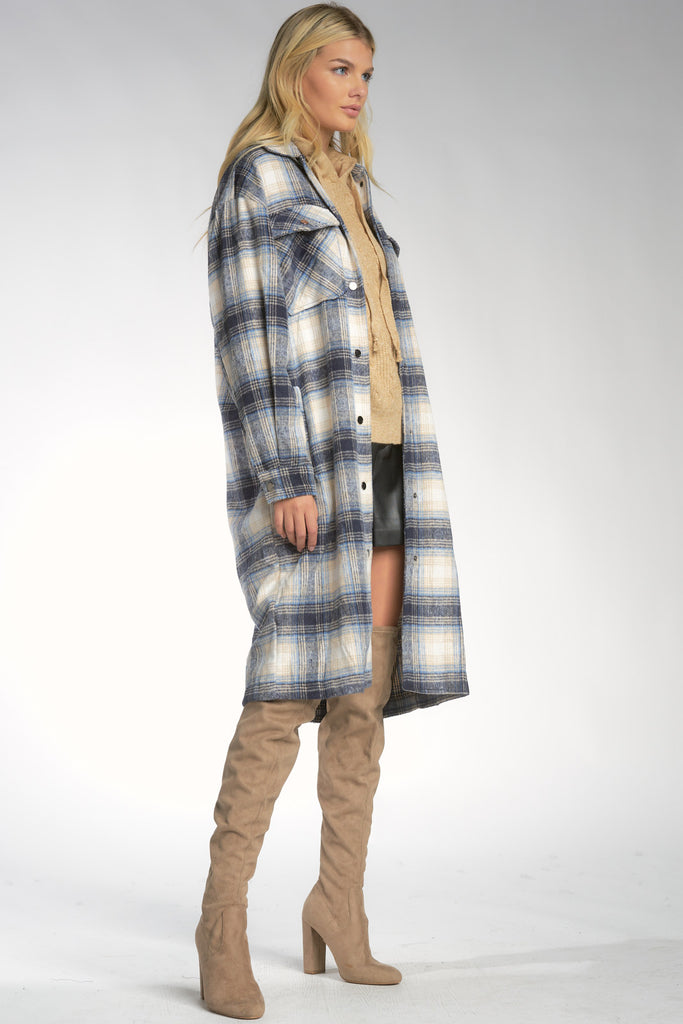 Blue Plaid Long Jacket