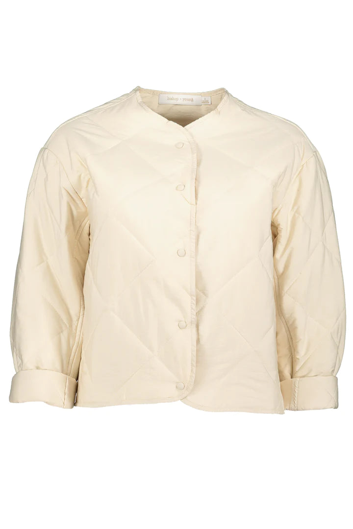 Bishop + Young Cream Quilted Buchanan Cropped Jacket
