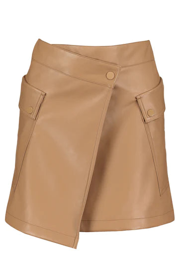 Bishop + Young Camel Margarita Vegan Leather Mini Skirt