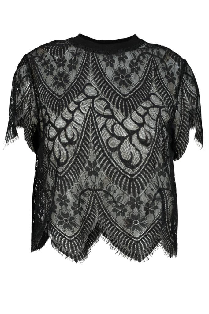 Bishop & Young Black Sheer Lace Top