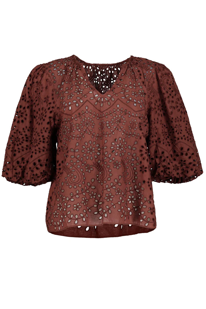 Bishop + Young Currant Short Sleeve Eyelet Top