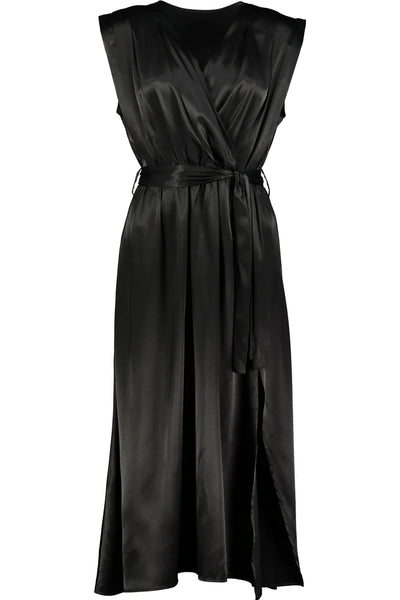 Bishop & Young Black Aeries Satin Wrap Dress