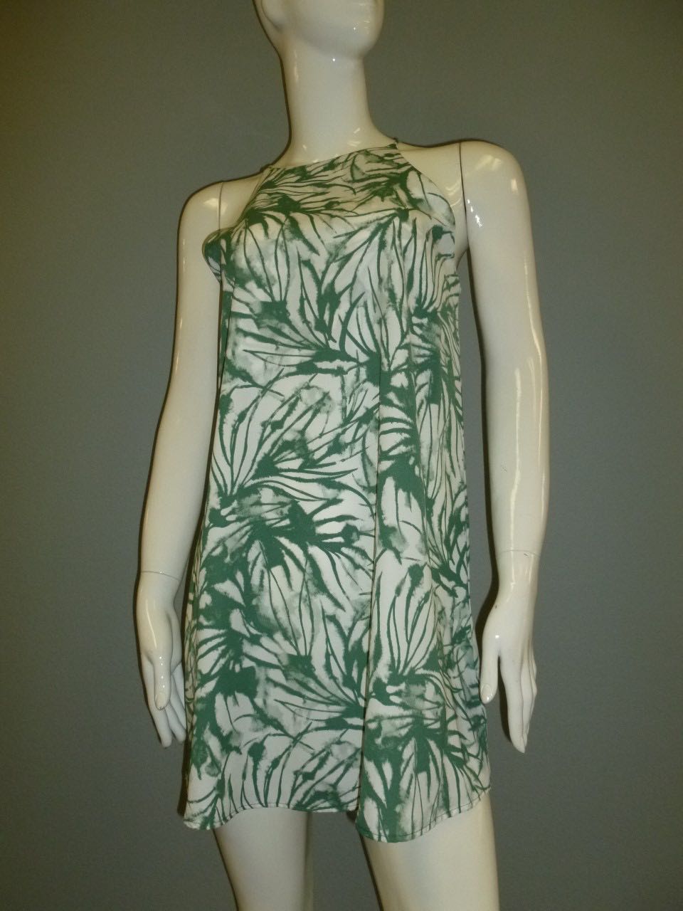 Green Printed Halter Dress