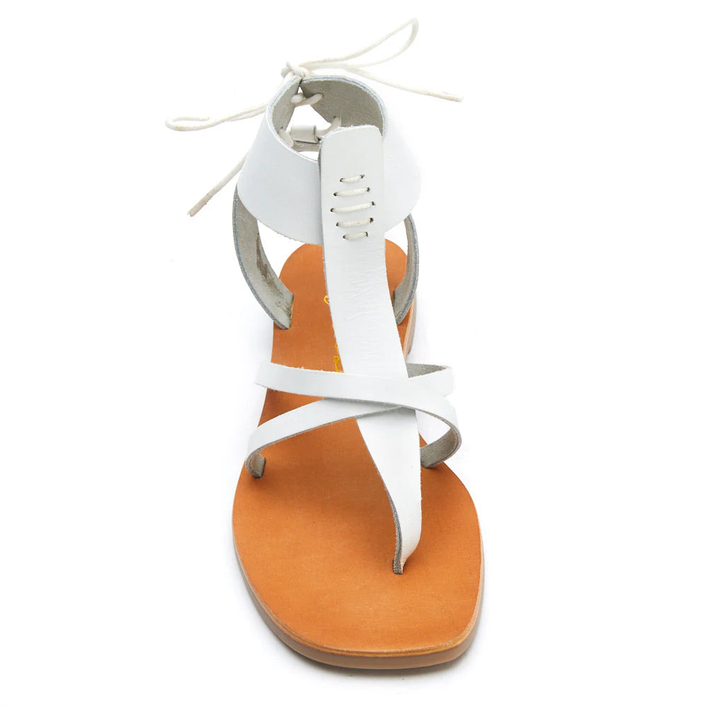 Matisse Lay Up White Leather Lace Up Sandals