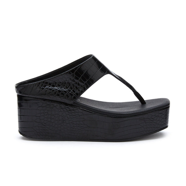 Coconuts Lyric Black Platform Crocodile Print