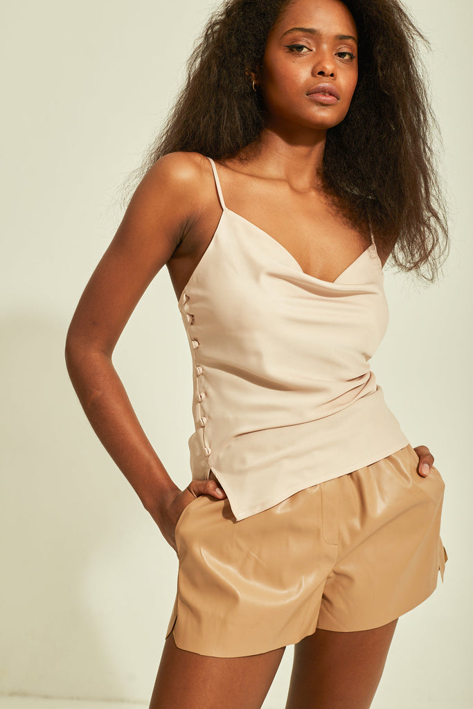 Deluc Cowl Neck Spaghetti Strap Top