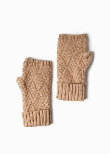Camel Chevy Woven Fingerless Gloves