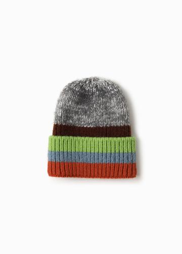 Striped Beanie Hat with Large Cuff