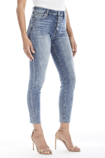 High Rise Button Up Skinny Jeans