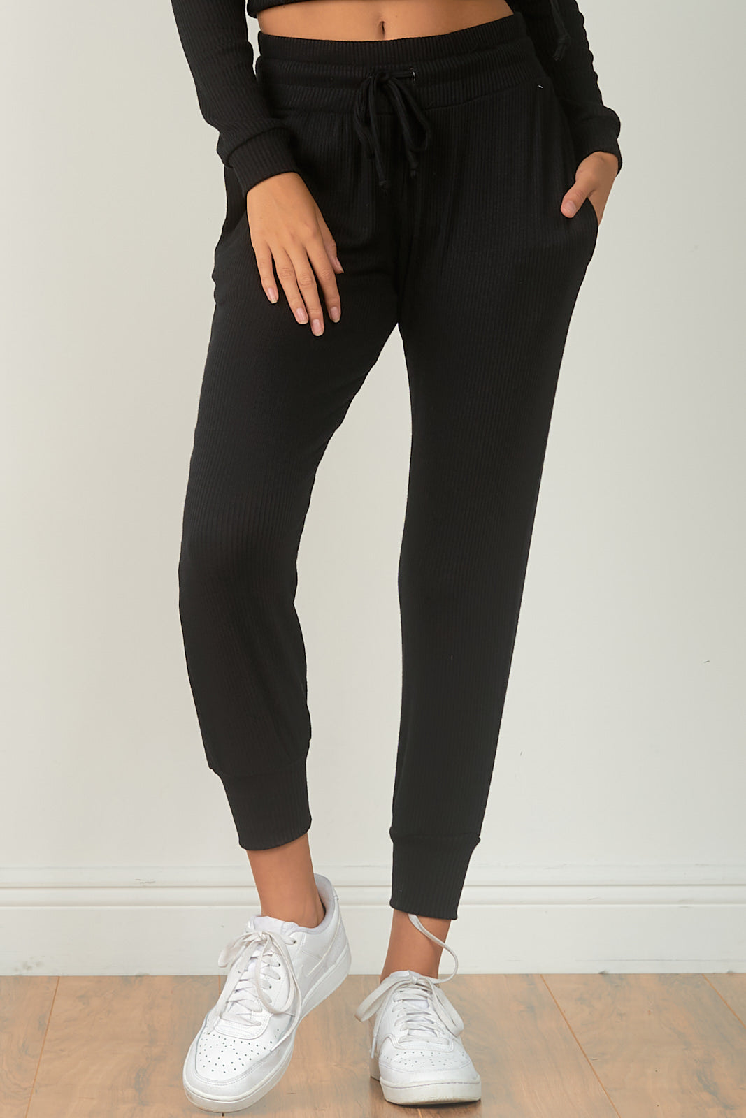 Elan Thin Ribbed Jogger Pants at Maria Vincent Boutique