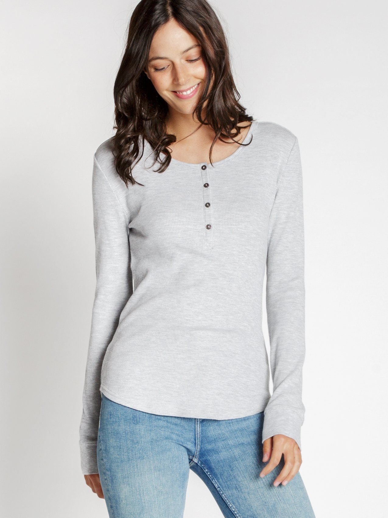 Maeve Waffle Knit Henley Top