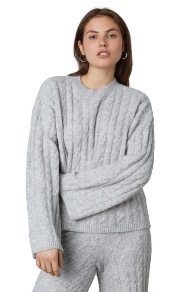 NIA Grey Cable Knit Wide Sleeve Sweater