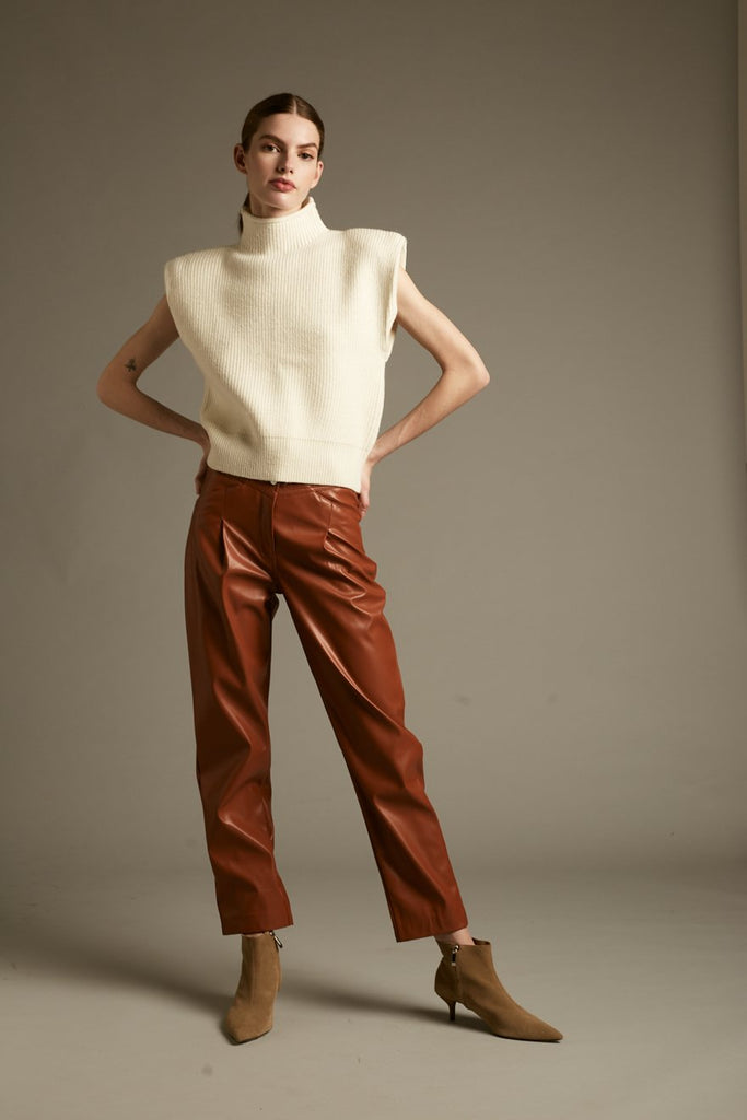 Deluc Philo Cream Turtleneck Sleeveless Sweater