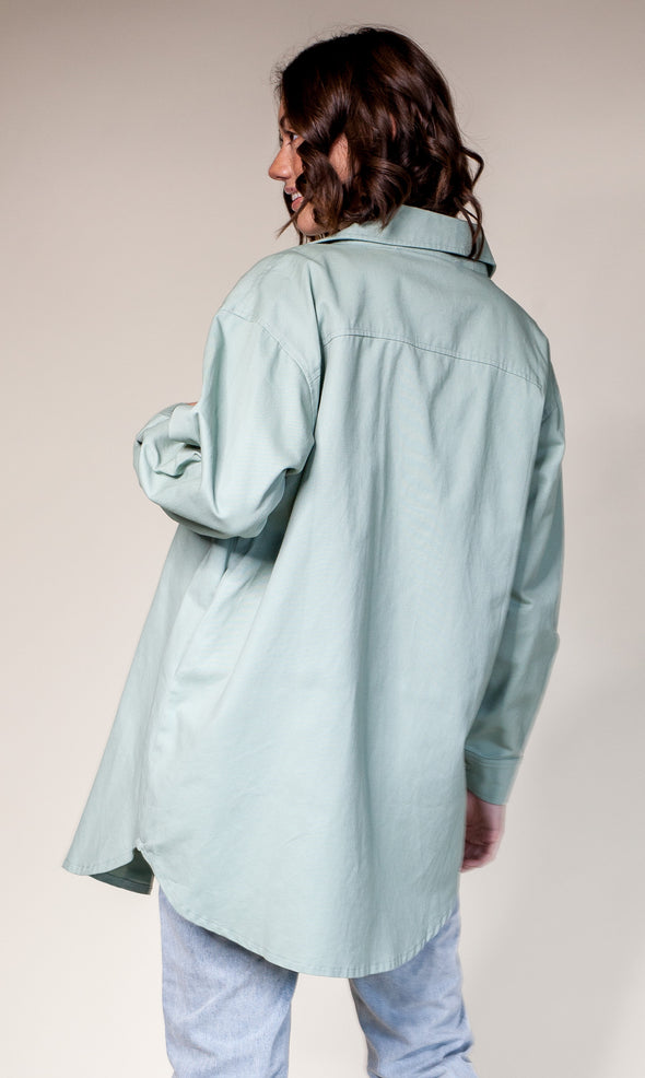 Pink Martini Sage Green Twill Shacket