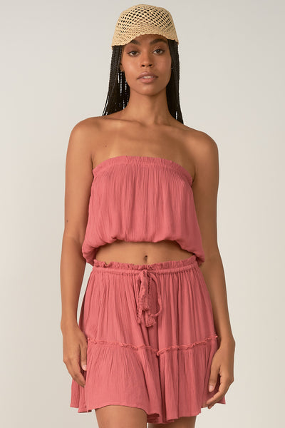 Elan Rose Gauzy Tube Top