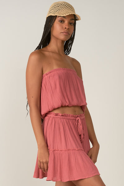 Elan Rose Gauzy Tube Top