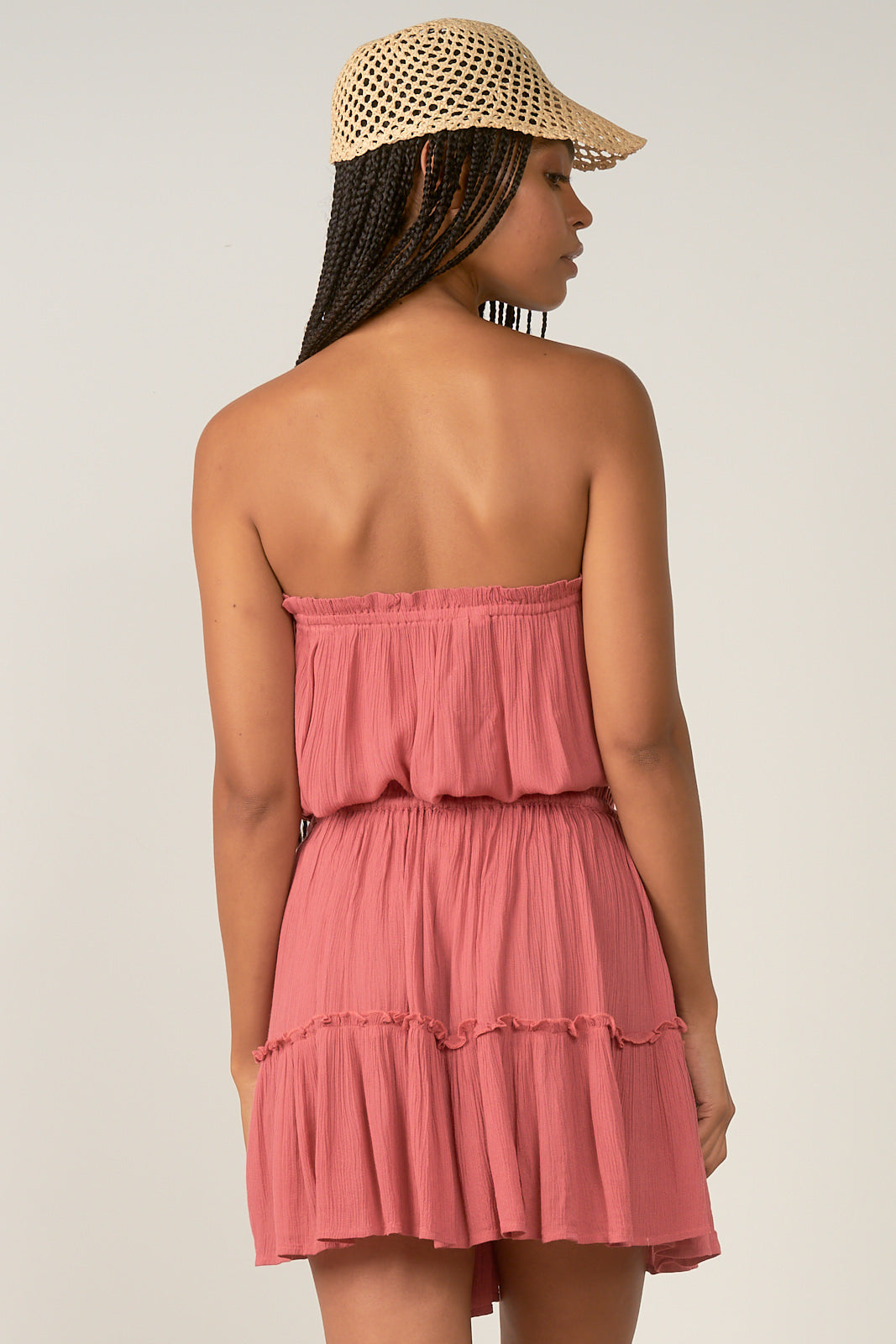 Elan Rose Gauzy Tube Top
