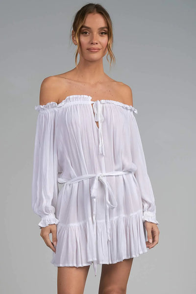 Elan White Short Sleeve Mini Dress