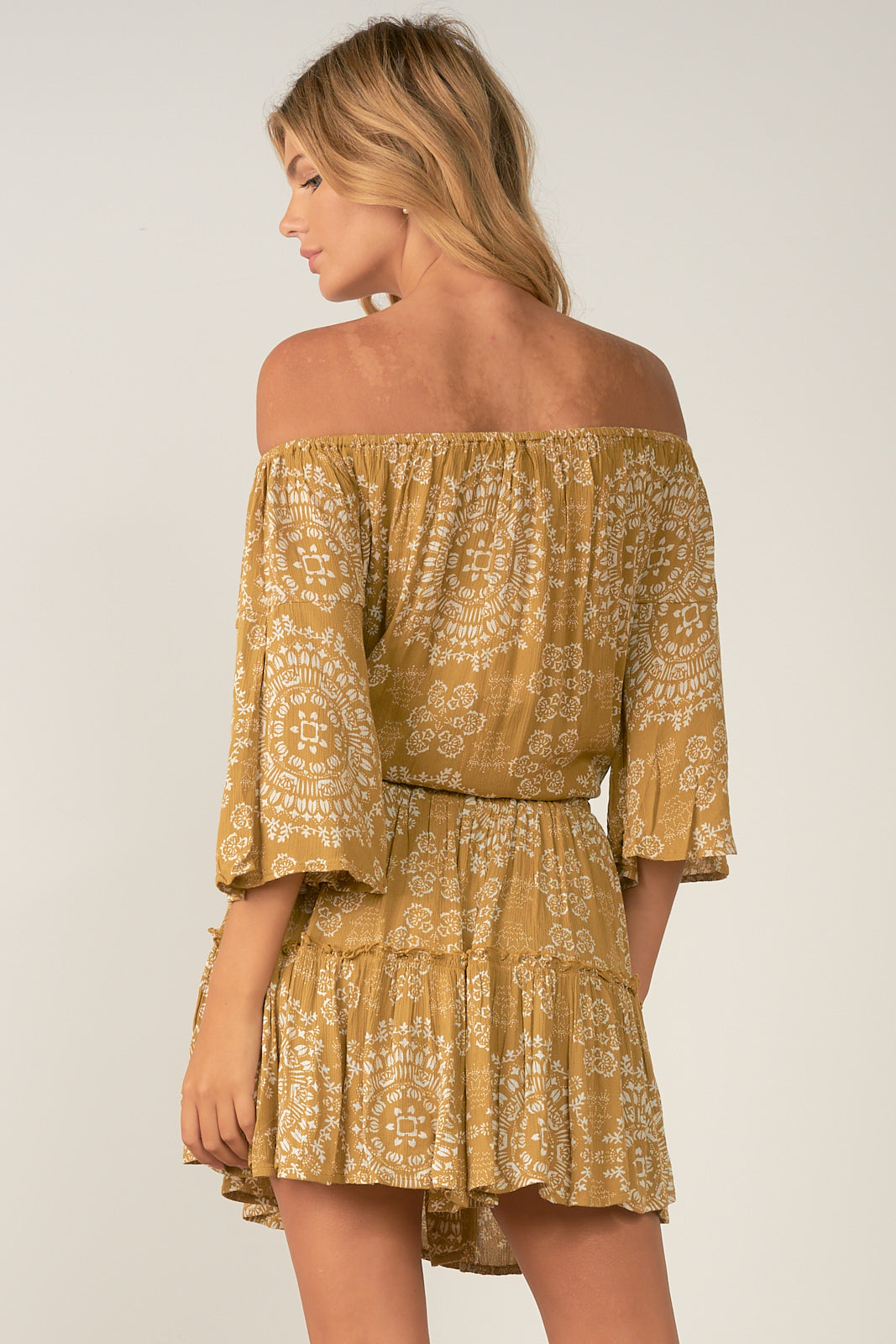 Elan Goldenrod Off The Shoulder Tie Top
