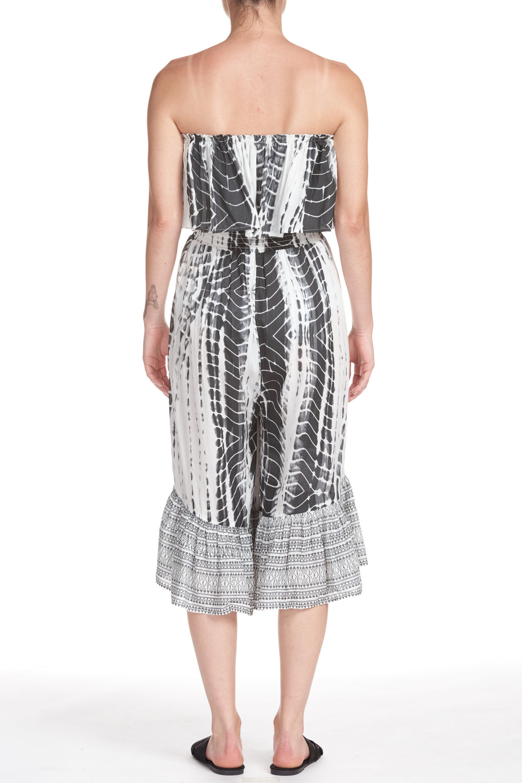 Sleeveless Printed Jumpsuit with Ruffled Bottom