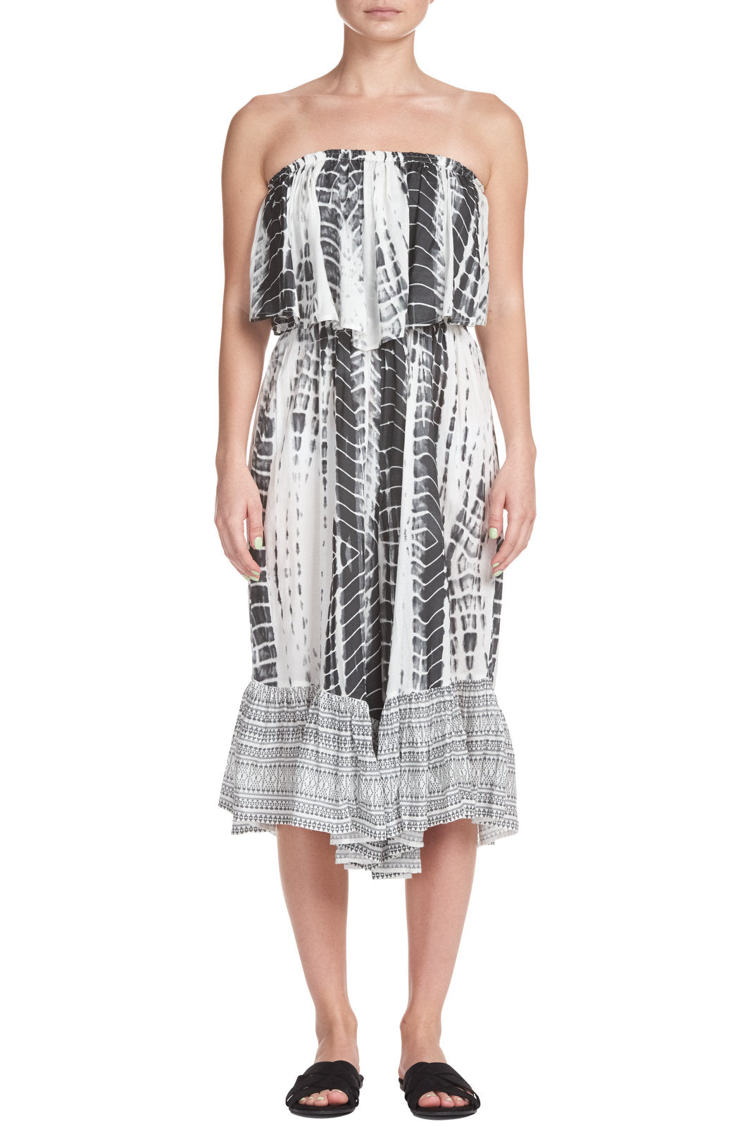 Sleeveless Printed Jumpsuit with Ruffled Bottom
